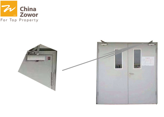 Double Swing Powder Coating Steel Insulated Commercial Fire Rated Door With Vision Panel