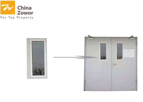 Double Swing Powder Coating Steel Insulated Commercial Fire Rated Door With Vision Panel